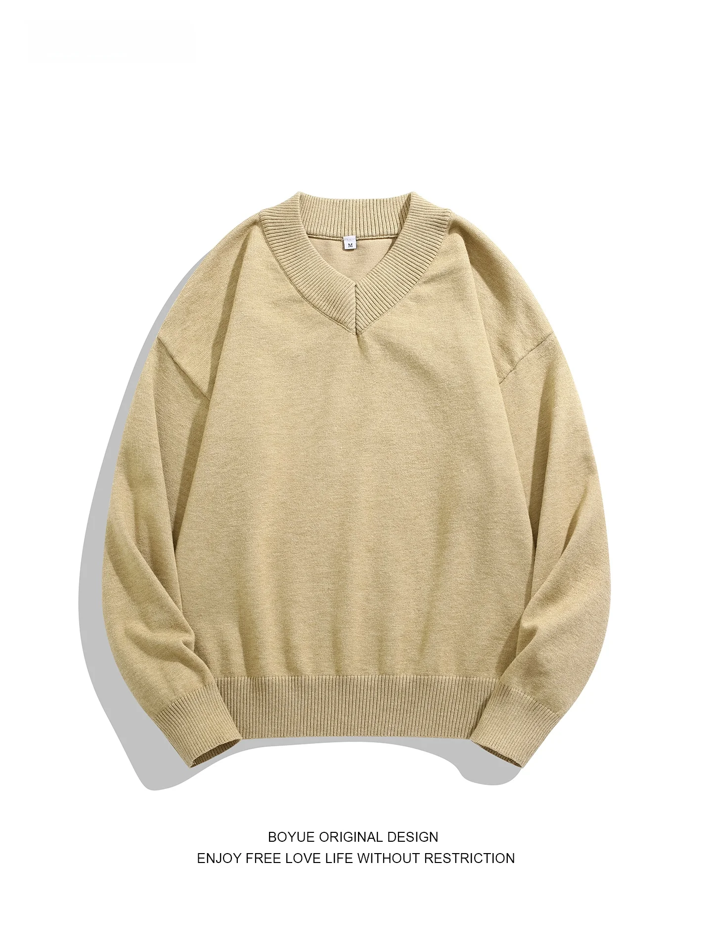 

Свитер Boyue однотонный, вязаный, с V-образным вырезом, повседневный, универсальный, свободного кроя, комфортный, теплый, длинный, на все сезоны