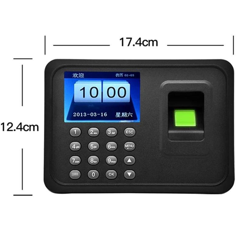 พลาสติกเครื่องเข้าร่วมประชุม Biometric Attendance System ความจุลายนิ้วมือ 1,000 รองรับไดรเวอร์ USB ดาวน์โหลดปลั๊ก AU