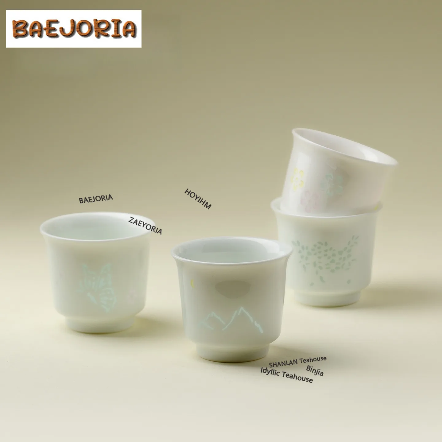 BAEJORIA 100ml Linglong Porcelain Teacup Ancient Tea Bowl Mug Tea-tasting Personal Cup Chazhan Master Cups Teaware Ornaments Cha