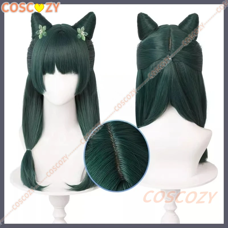 Maomao Wig Anime The Apothecary Diaries Women Cute 60cm Blackish Green Long Hair Mao Mao Wig Tail Horns Free Cap