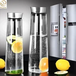 1.5L 52oz Glass Pitcher with Lid For Fridge, Glass Carafe for Hot/Cold Water,Drink Iced Tea, Coffee, Juice and Homemade Beverage