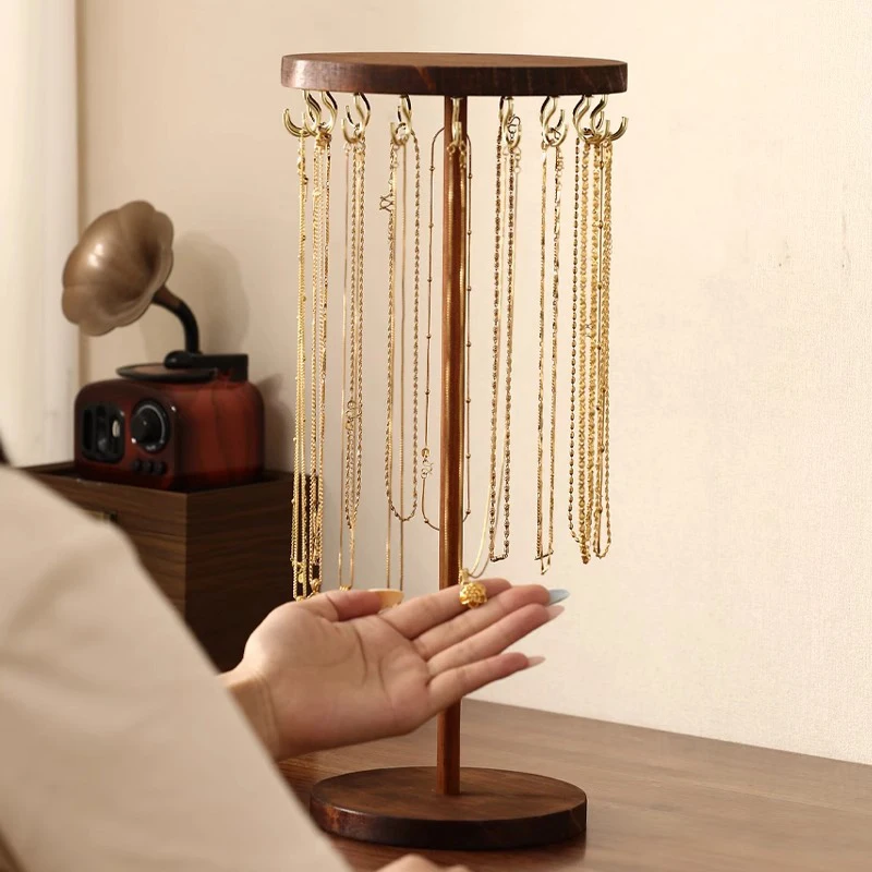 الخشب مجوهرات عرض موقف معلق منضدية تخزين الرف سوار قلادة حامل مُنظِم تخزين متعدد الوظائف الرف جديد #4