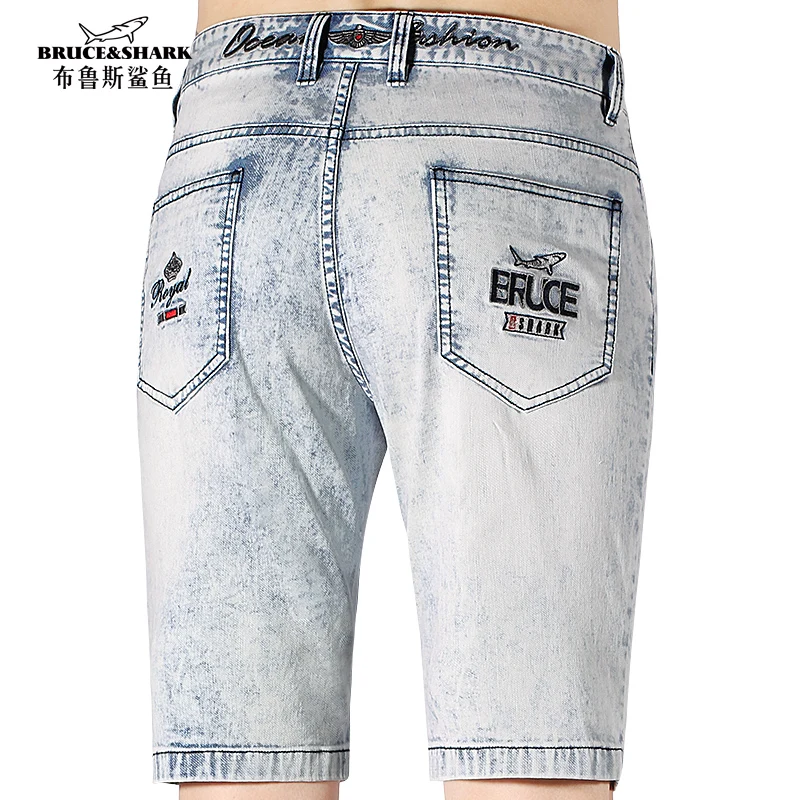 New Straight Men‘s Jeans Short Bruce&Shark Summer Denim Shorts Men Casual Fashion Stretch Male Short  Jeans Streetwear Size 42