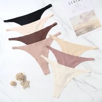 1/2/4Pcs Ice Silk Seamless Panties Soft Thin Band Thongs Woman Satin Underwear Female Bikini Panties String Tangas Mujer