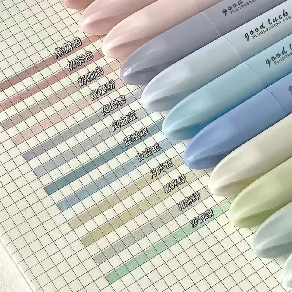 

4Colors/Set Morandi Color Morandi Highlighters Double Head Key Points Markers Fluorescent Pen Marking Pen School Office Supplie