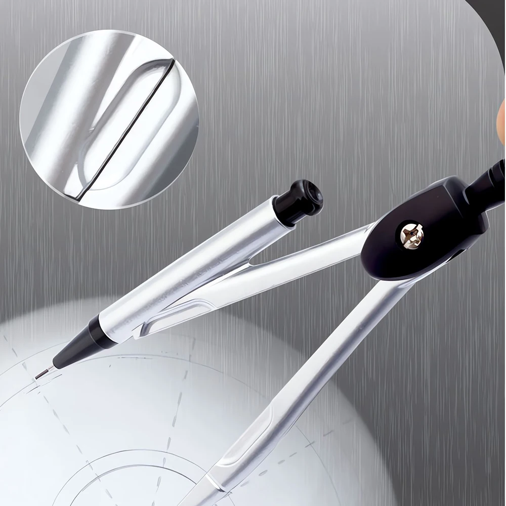 M&G Silver Grey Metal Compass Set Circle Gauge with Lead Core for Exam Drawing School Stationery