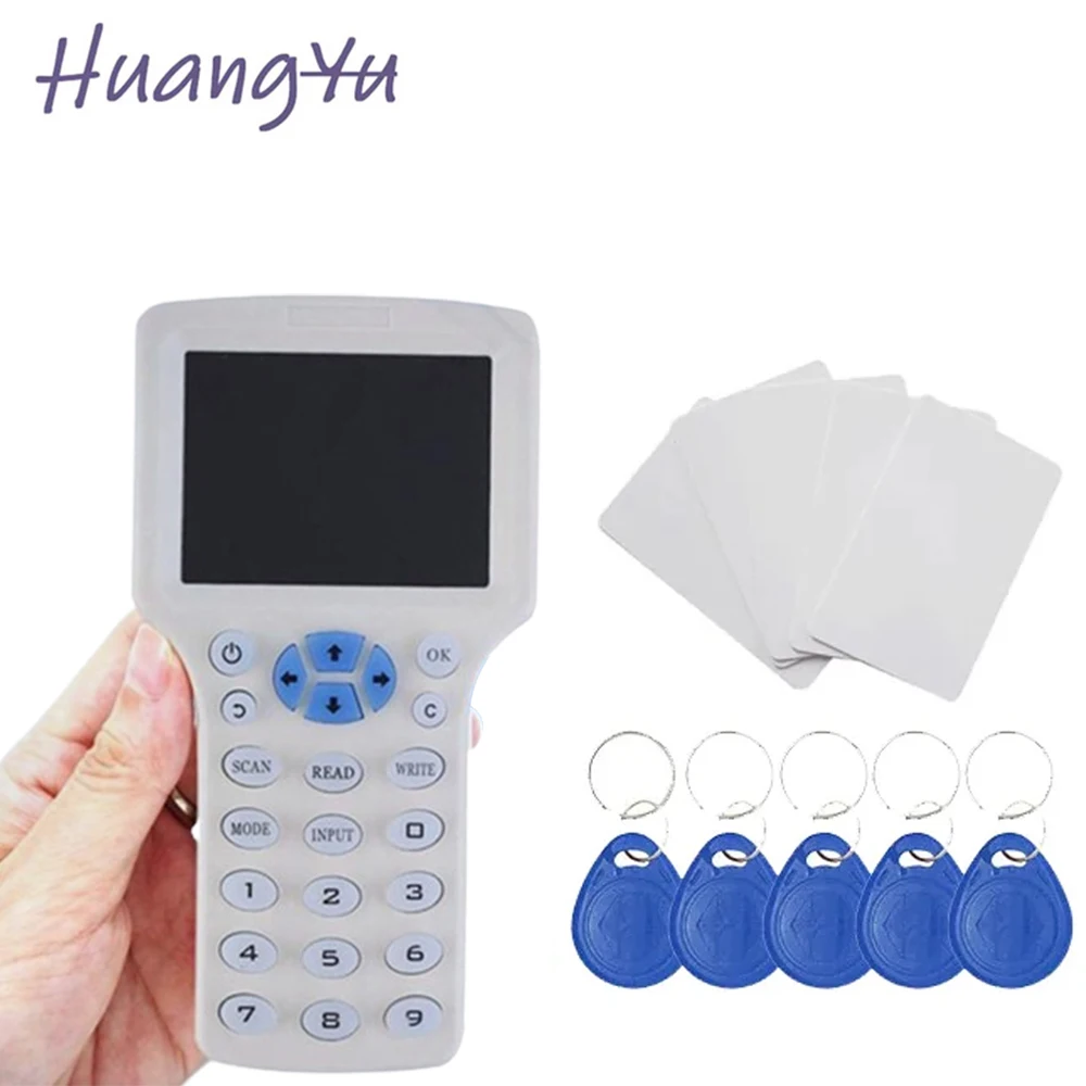 Handheld English 10 Frequency NFC Smart Chip Reader 13.56Mhz Key Copier 125Khz Token Writer CUID FUID Clone IC ID Duplicator