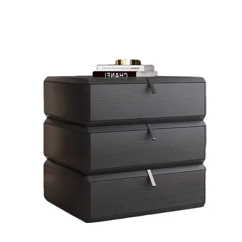 rotating three smoking bedside table Internet celebrity creative master bedroom smoked wood storage side cabinet