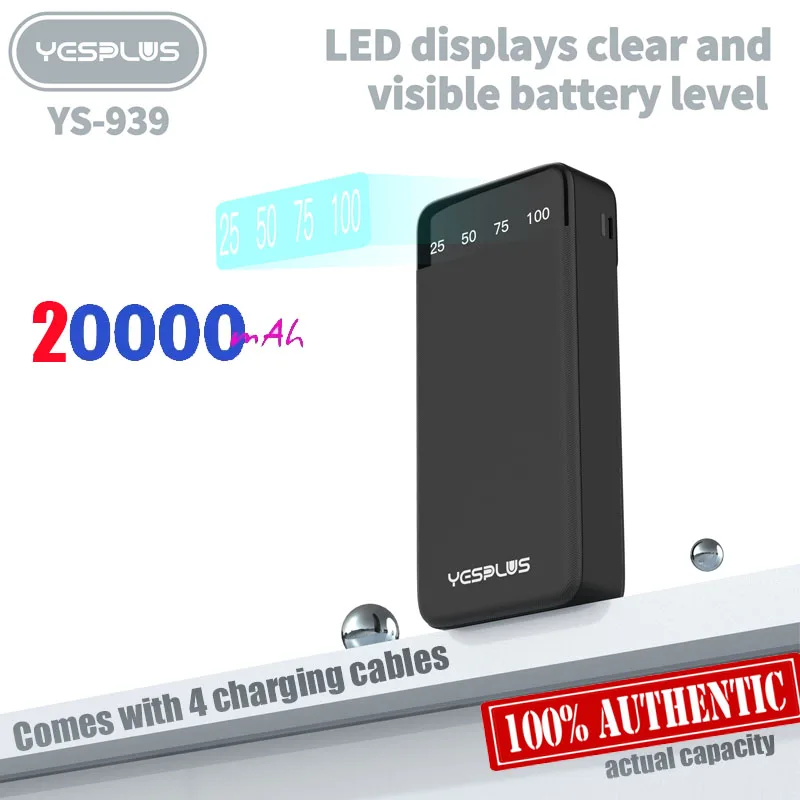 Fast Charging Comes with Four-wire 20,000 MAh Power Bank, Real-standard Large-capacity Mobile Power Supply for Mobile Phones