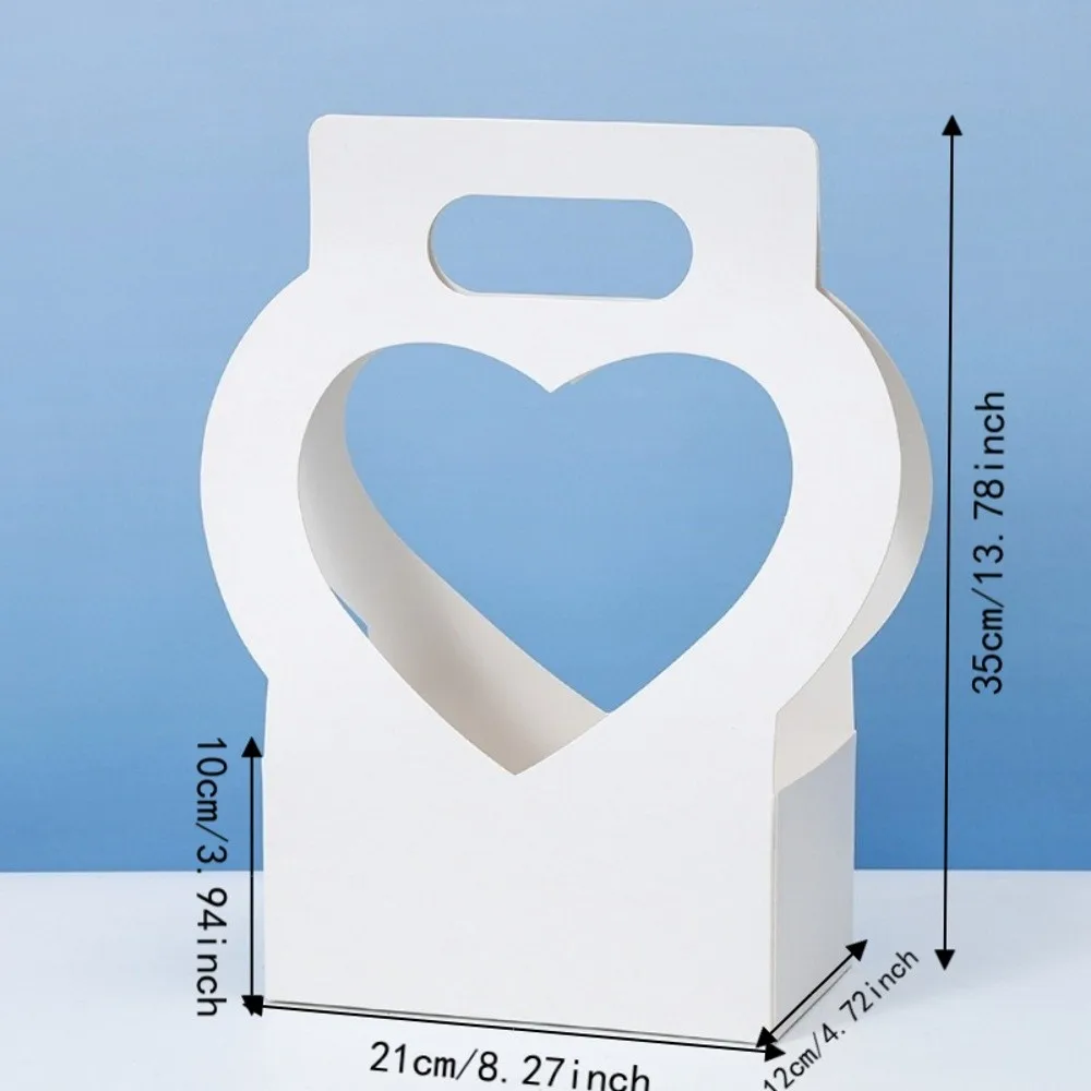 3PCS Heart-Cutout Flower Gift Box Romantic Portable Paper Flower Box With Handle Foldable Floral Wrap Box Floral Arrangements view 6