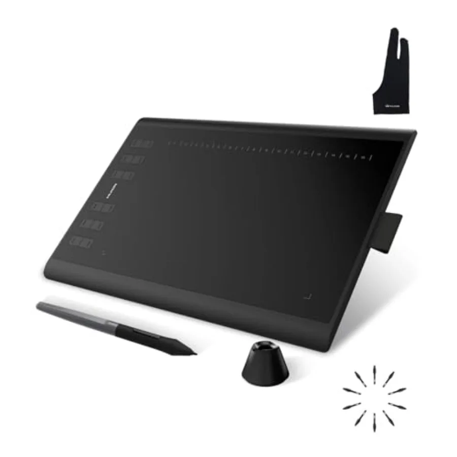 

Inspiroy H1060P Graphics Drawing Tablet with 8192 Pressure Sensitivity Battery-Free Stylus and 12 Customized Hot Keys, 10 x 6.2