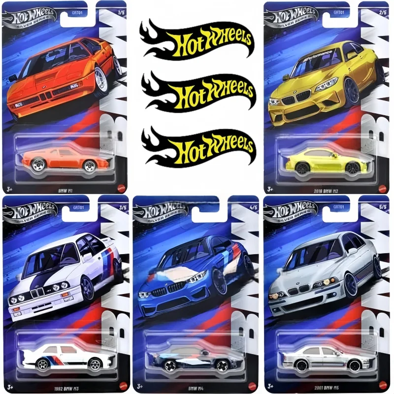 

New Hot Wheels 2025 Silver Series Bmw M1 M2 M3 M4 M5 Set 1:64 Scale Die-Cast Model Vehicle Cars Grt 01 Car Model Collection Toys