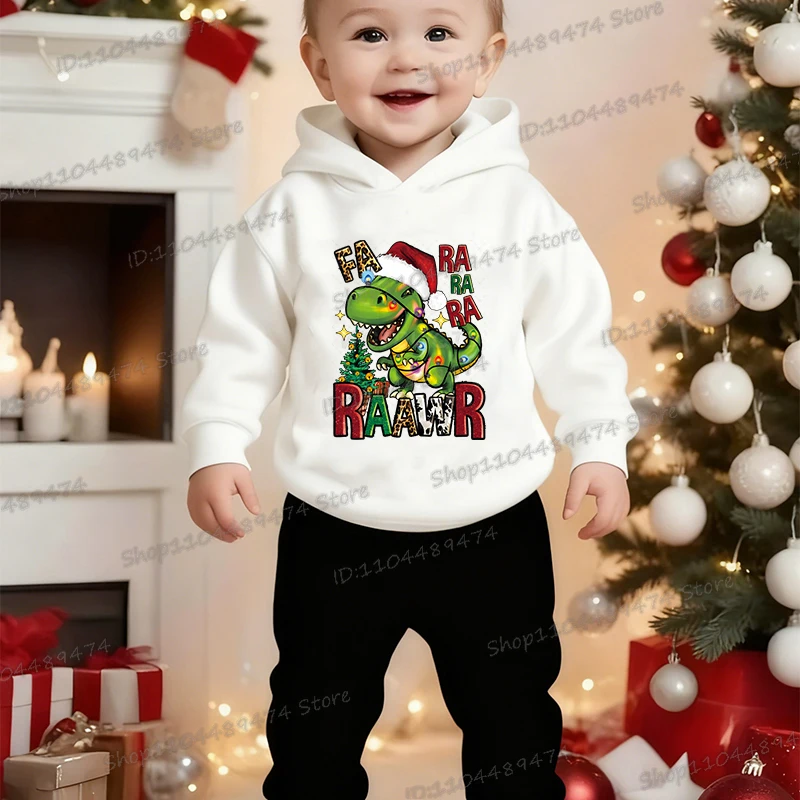 

Christmas Dinosaur Cartoon Children's Clothing Dinosaur Hoodie+Pant Graphic Tracksuit Girls Boys Autumn Xmas 2Pc Set Gifts