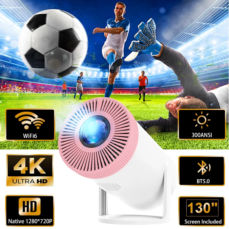 

POWERFUL 300 ANSI 4K 1080P Портативный проектор Android 11 WIFI 6 BT5.0 1280*720P Домашний кинотеатр Открытый 270 ° Регулируемые проекторы