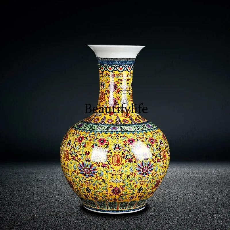 Jingdezhen ceramics floor-to-ceiling large vase antique Chinese living room entrance decoration ornament large