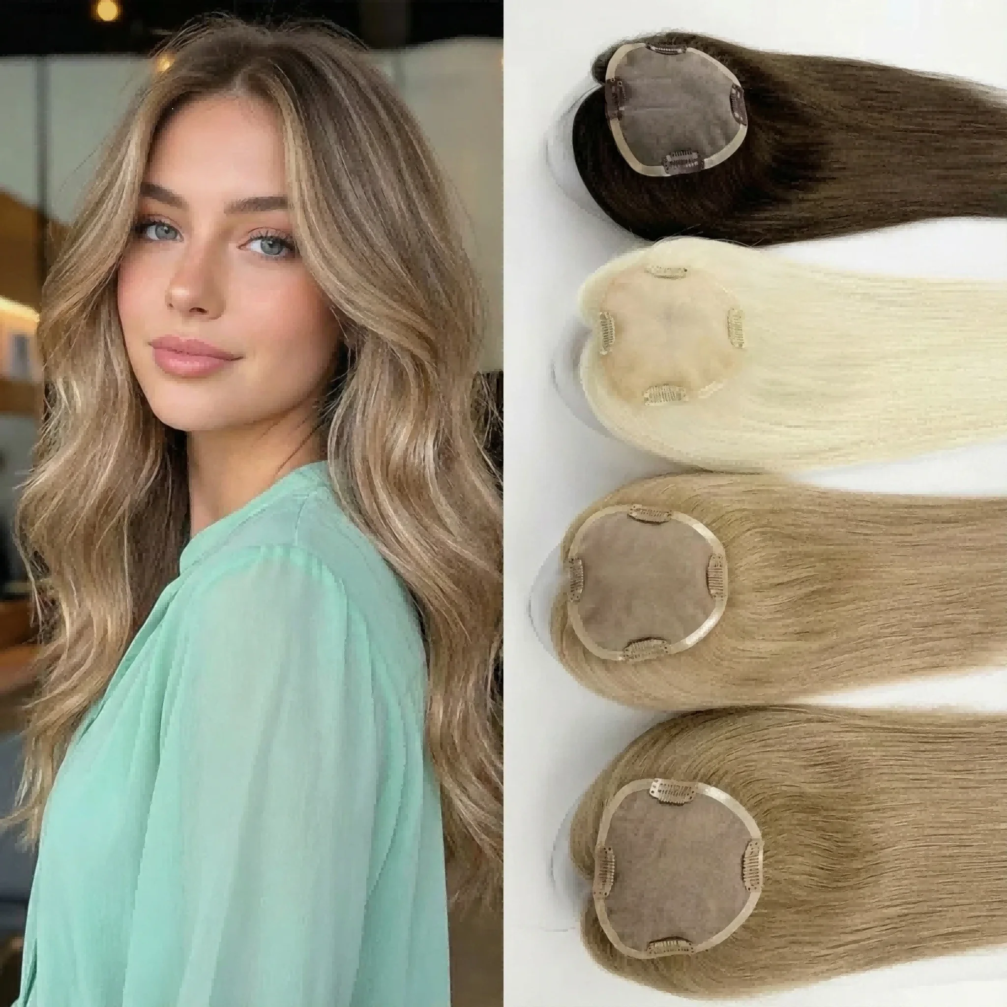 

High-Quality Virgin Hair Topper | Mono Parting | Dense Fullness | No Short Hair | Multiple Colors/Sizes Available