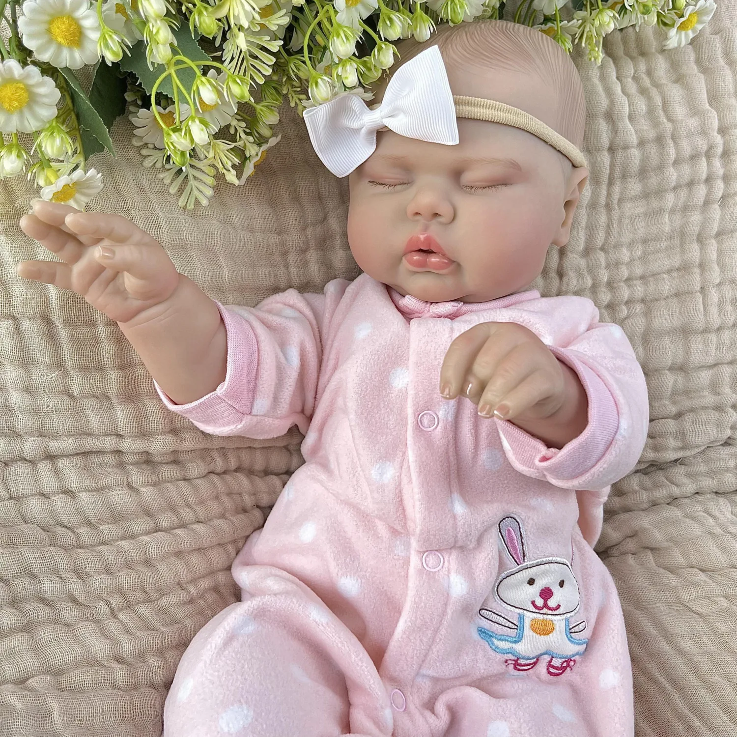 ตุ๊กตา BZDOLL เหมือนจริง ขนาด 50 ซม. 20 นิ้ว ผิว 3 มิติ พร้อมเส้นเลือดที่มองเห็นได้ ตุ๊กตาเด็กทารกหลับตา ตัวอ้วน ทำจากไวนิล แขนขาผ้า ของขวัญวันเกิดสำหรับเด็กผู้หญิง