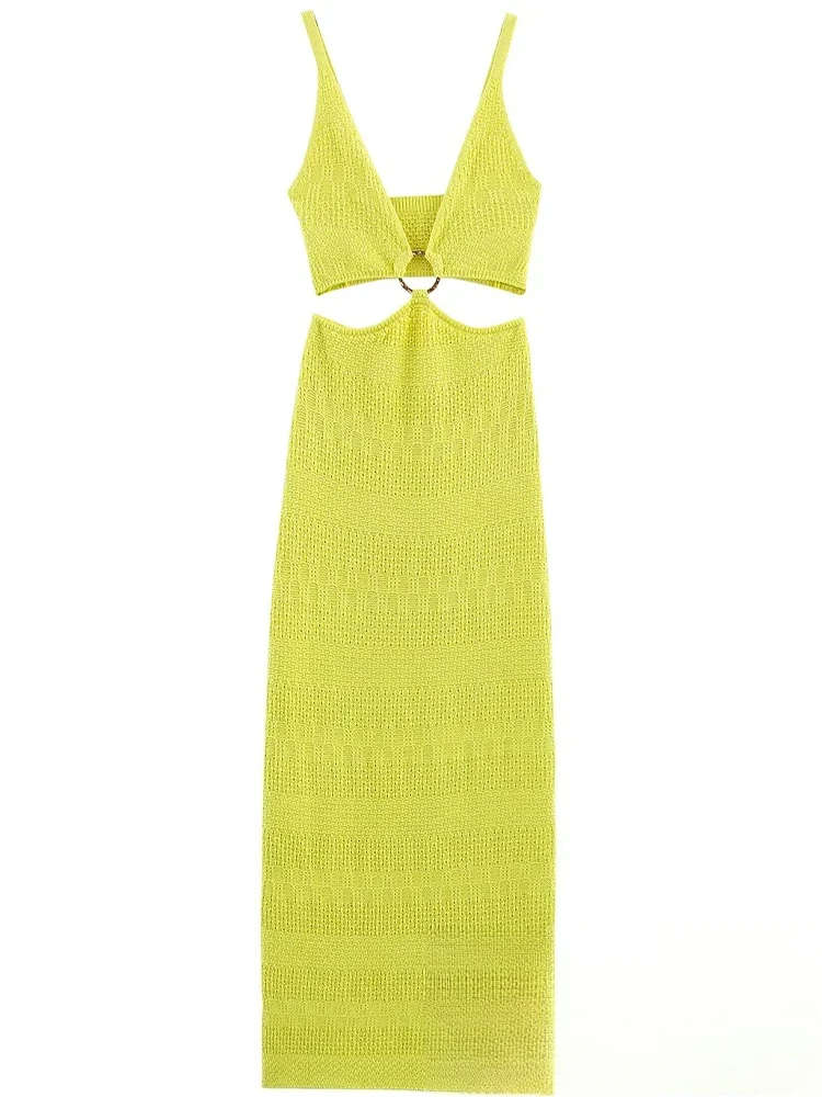 فستان نسائي أنيق مثير من KONDALA فستان قصير طويل مفرغ بدون أكمام موضة جديدة 2025 فستان حفلات الشاطئ للربيع والصيف