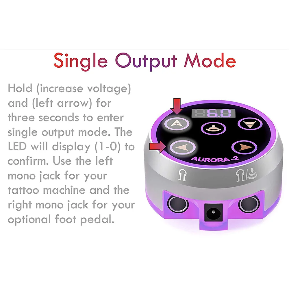 Источник питания для татуировки Aurora-2, источник питания с цветным напряжением и адаптером для катушки и роторной тату-машины-VVBC