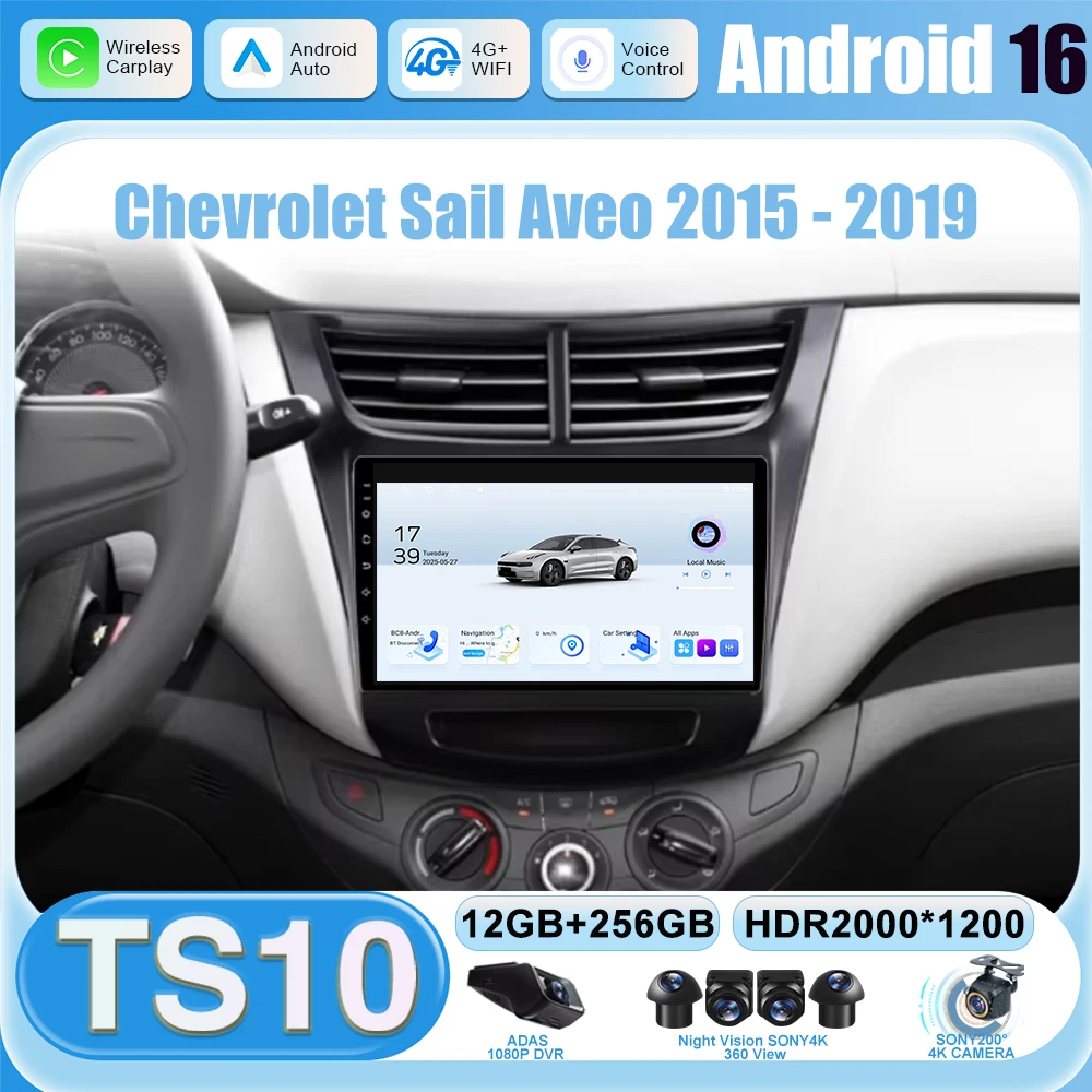 Car Radio For Chevrolet Sail Aveo 2015 - 2019 Carplay Video GPS Navigation Android Auto Stereo Multimedia Player 5G Wifi No 2din