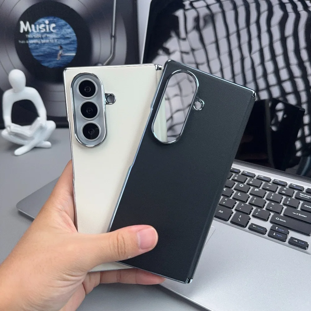 Z Fold8 Luxury Vegan Leather Ultra-thin Case For Samsung Galaxy Z Fold 8 Ultra 5 6 7 Hinge Protection Shockproof Plating Cover