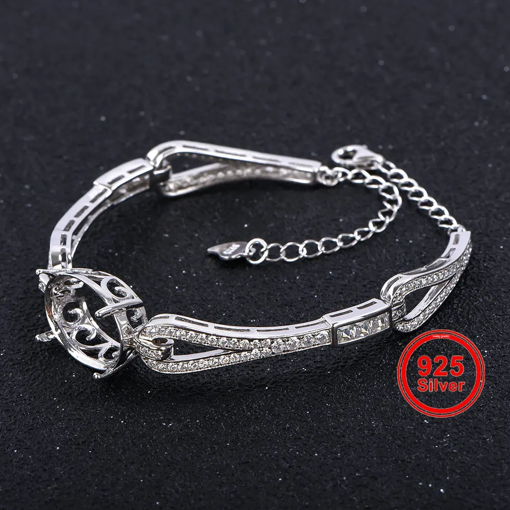 

12*16mm Oval Bracelet Blank Elegant Simple Style Bracelet Base S925 Silver Material Women's DIY Jewelry Bracelet Accessories