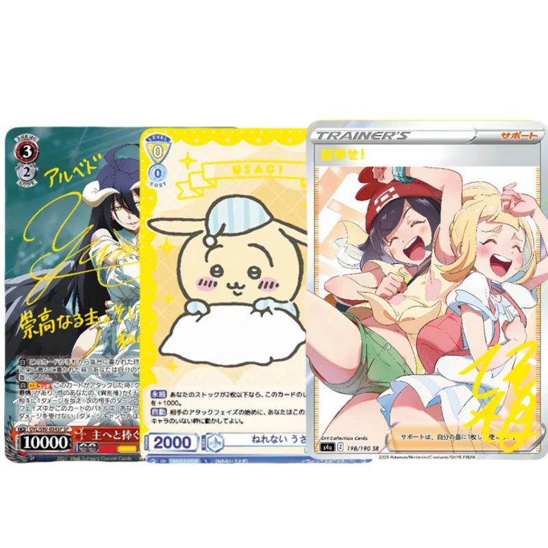 

ACG Girl WS Cards Pokemon Selene Lillie Usagi Overlord Albedo Anime Game Characters DIY Collection Color Flash Cards Toy Gifts