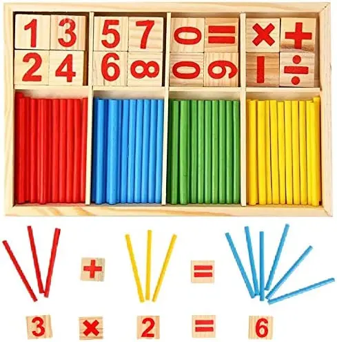 Montessori Digital Stick Children's Arithmetic Toys Wooden Learning Math Puzzles Children's Puzzle Toys Start School Gift