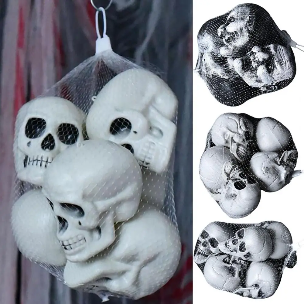 Eerie Skull Ornaments Realistic Skulls Pendant Table Decor Set for Halloween Bar Home Party Spooky Skeleton Head for Decoration