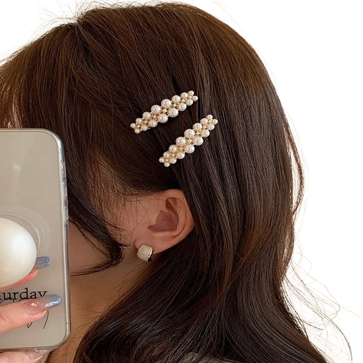 

Pearls Small Hair Clip Hairpin for Women Girls Fashion Geometric Flower Barrettes Headwear Girls Sweet Hairpins Hair Accessories