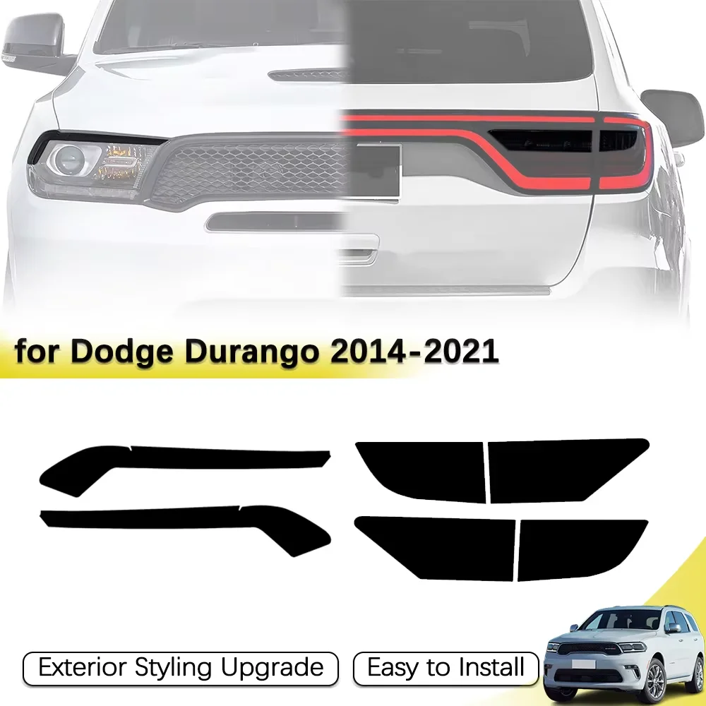 Front Headlight Taillight Tint Film for Dodge Durango 2014-2021 Black Vinyl Film Tuning Cover Car Light Stickers Accessories