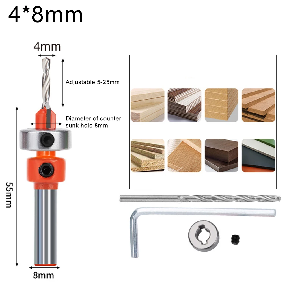 Adjustable Countersink Drill Bit Drill Bit Woodworking Drill Tool Orange Countersink Drill Bit User-Friendly Design