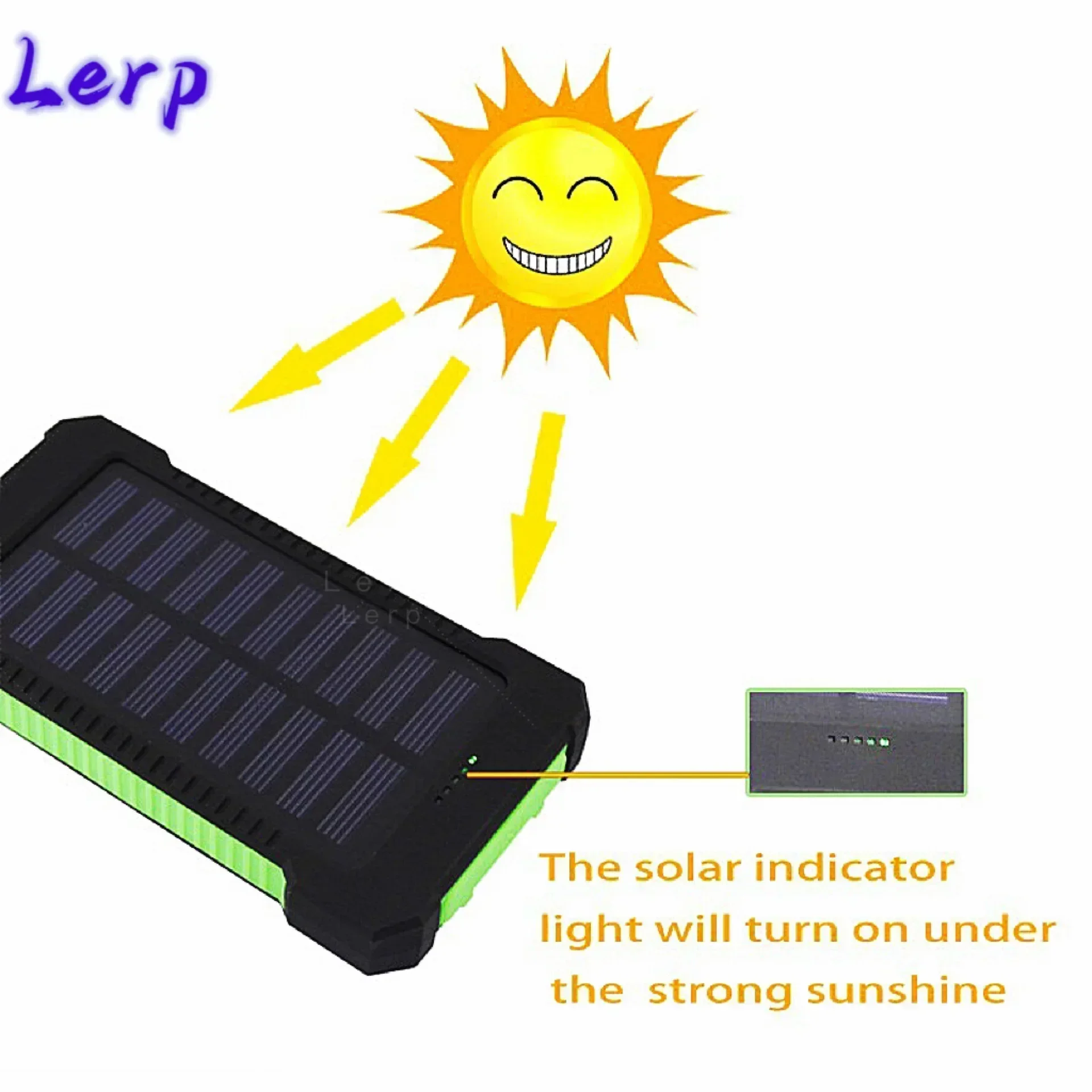 Lerp- Solar Power Charging Bank 30000mAh Portable Universal Mobile Power Supply