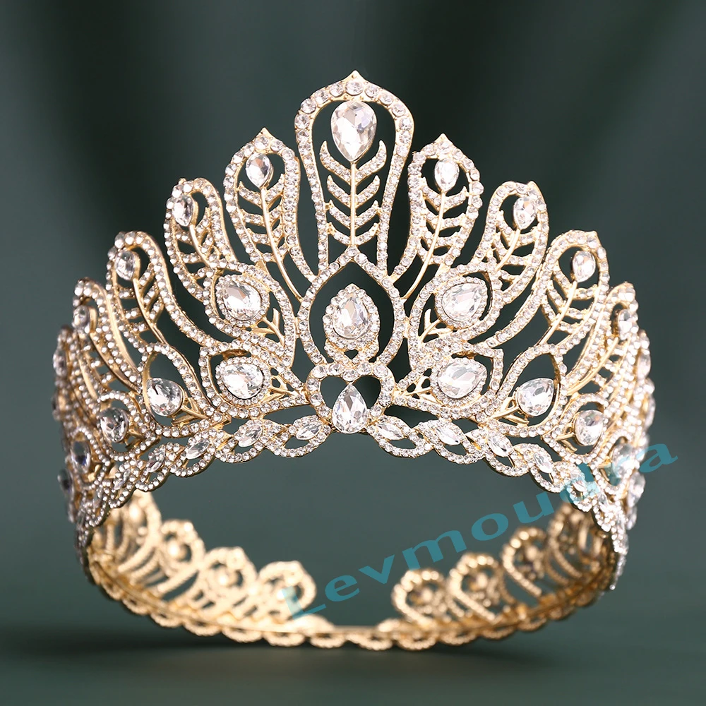 

Levmoudra Queen Pageant Crystal Crown Baroque Vintage Crystal Tiara Rhinestone Prom Diadem Bridal