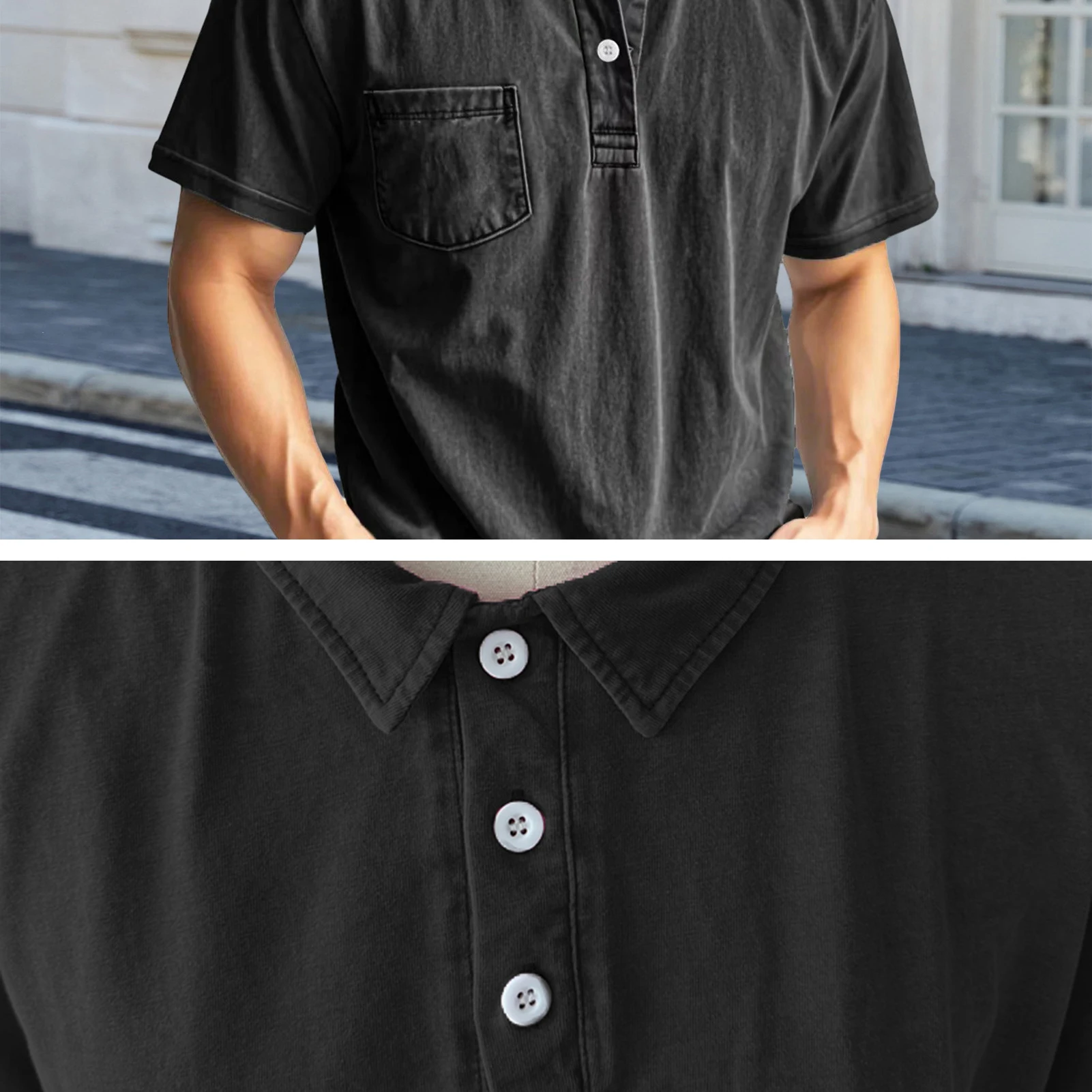 

2025 New Men's Retro Lapel Polo Shirt Solid Color Business Casual Short Sleeved T-shirt Men's Hot Summer Thin Version