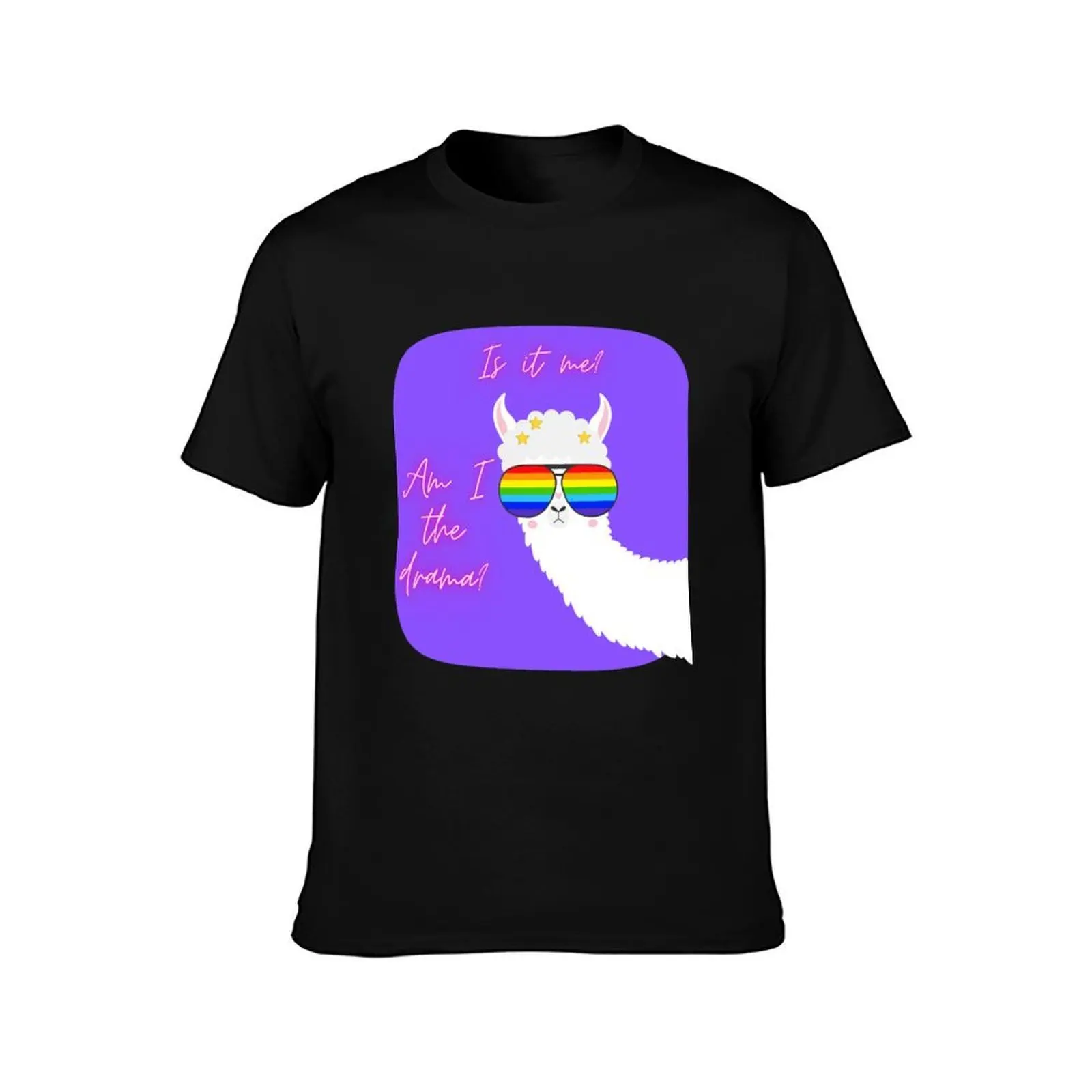 Am I the drama? Rainbow Llama T-Shirt Relaxed Casual Short Sleeve Tee T-Shirt
