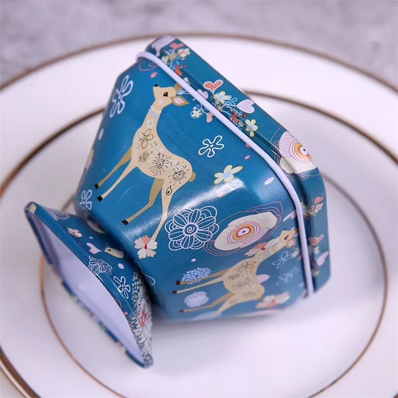 6 Pcs Cookie Box Cookie Package Iron Box Empty Round Jar Candy Snowflake Crisp Dim Sum Baked Tinplate Storage Box Children Gift
