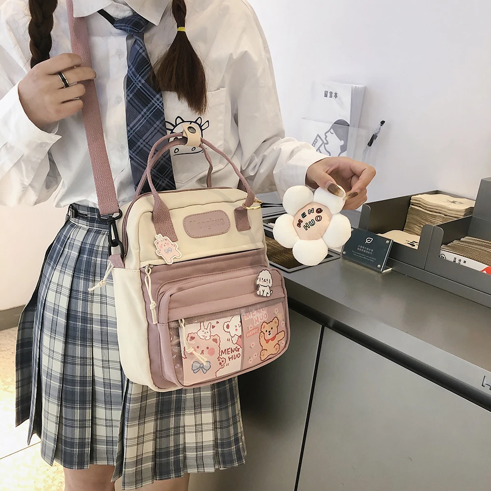 Kawaii Korean Style Cute Backpacks Women Waterproof Nylon Small Shoulder Bags for Teenage Girls Schoolbag Flower Travel Rucksack