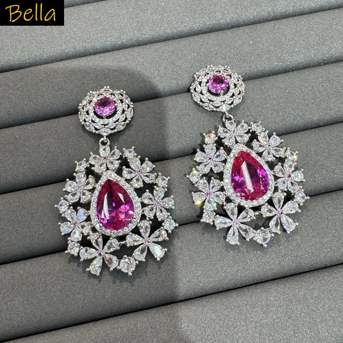 fashion cubic zirconia earrings for women luxury jewelry gala event party waterdrop big teardrop dangling earrings multicolor