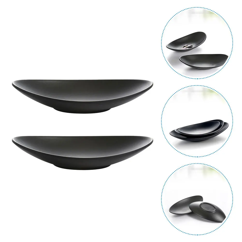 

2Pcs Frosted Black Sushi Tray Ingot Shaped Serving Platter Japanese Dessert Plate Restaurant Tableware Food Display Serving Dish