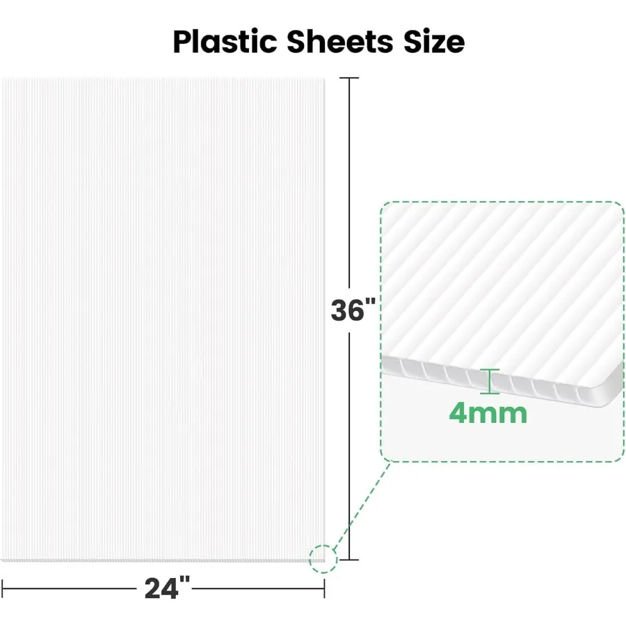 8 pezzi 24 x 36 fogli di plastica Coroplast impermeabili 4 mm di spessore cartelli vuoti per cartelli da giardino esterni decorazioni per prati aperti Ho
