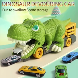 大型恐竜devouring車のおもちゃ、ティラノサウルスレックス、収納玩具、男の子、引き戸、合金の安定、輸送、誕生日プレゼント