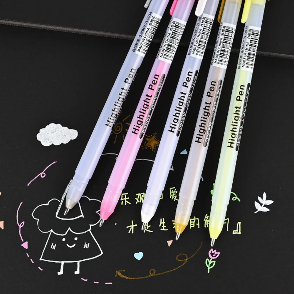 0.8mm Colorful Highlighter Drawing Marker Pen Sketching Painting Highlight Pens Greeting Cards Marker Art Stationery Supplies