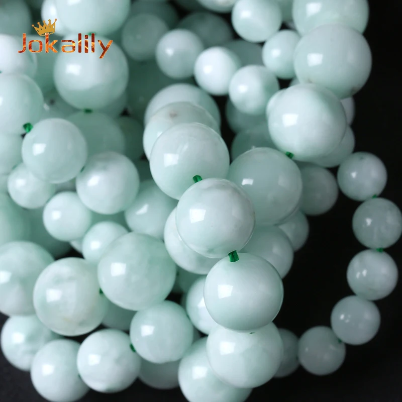 Genuine Semi-precious Natural Green Angelite Larimar Stone Beads For Jewelry Making Loose Beads DIY Bracelets 4 6 8 10 12mm 15