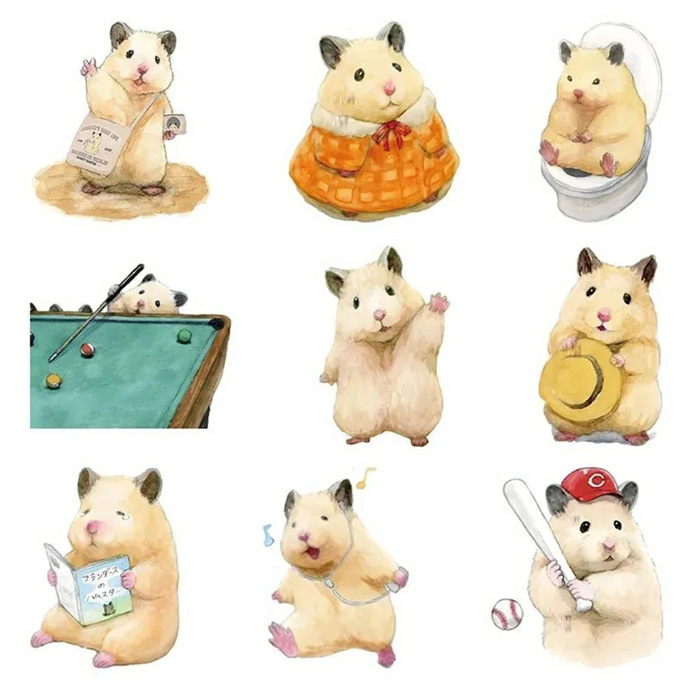 Lot de 10, 30, 50 ou 100 Pièces d'Autocollants Mignons en Forme de Hamster, Dessin Animé Animal, Graffiti, JEPhone, Accessoire Étanche, Kawaii, pour Enfant, Vente en Gros