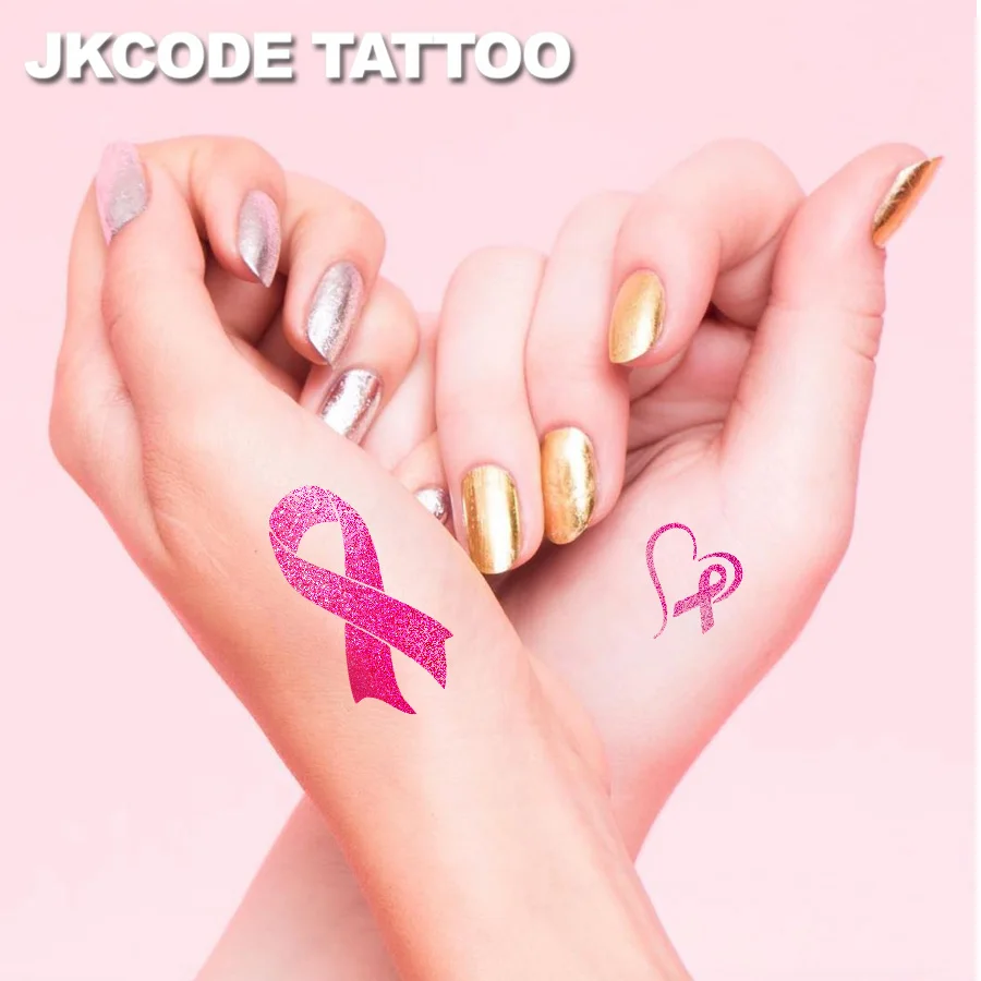 12 Stück temporäre Tattoos mit rosa Schleife und der Aufschrift „Hope“ – Zeigen Sie Ihre Unterstützung, wasserfeste Aufkleber zur Aufklärung über Brustkrebs – Detail 4