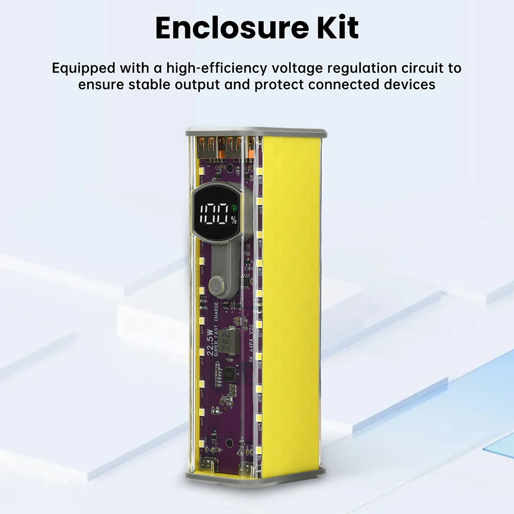8*18650 Power Bank Case PD22.5 W Fast Charger Transparent Battery Storage Shell Type-C Port DIY Electronic Kit