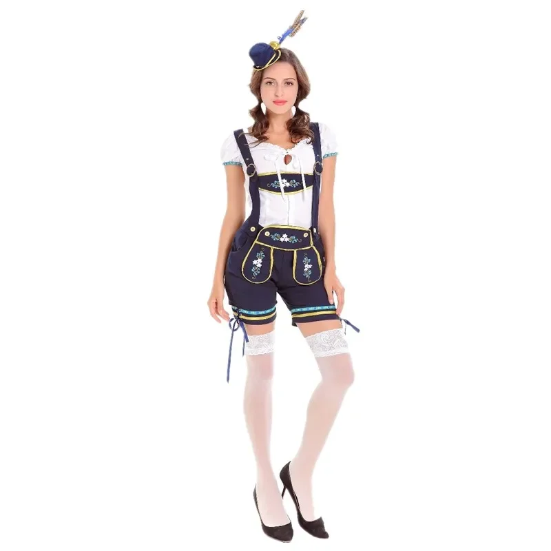 Germany Oktoberfest Festival Lederhosen Girl Bar Dirndl Dress Bavarian Wench Beer Maid Cosplay Couple Costume