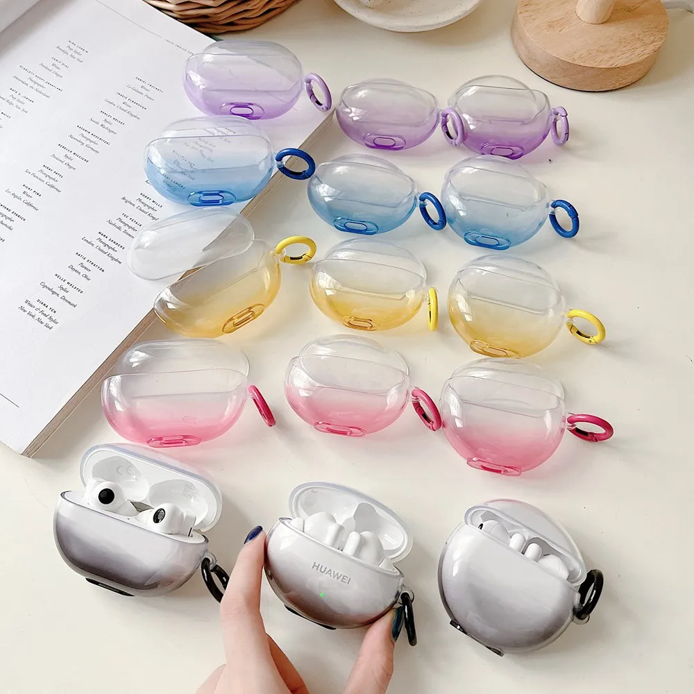 Прозрачный чехол из ТПУ с градиентом ярких цветов для Huawei Freebuds 4i 5i 4 3 Pro, защита для беспроводных наушников, мягкий силиконовый чехол