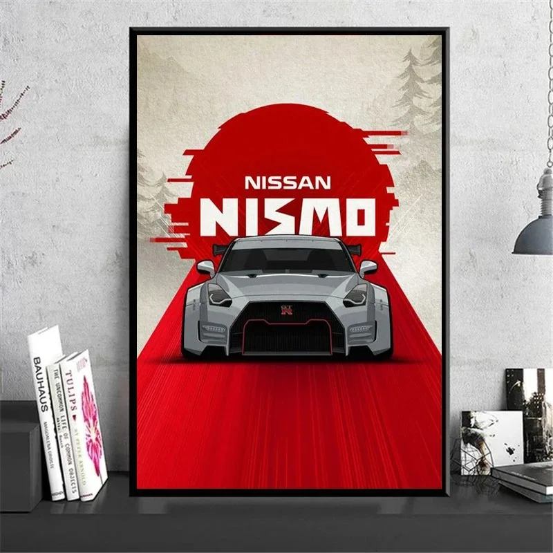 Classic Performance Car Nissan GTR Volkswagen GTI Series Canvas Painting Poster and Bedroom Home Decoration Printing Canvas